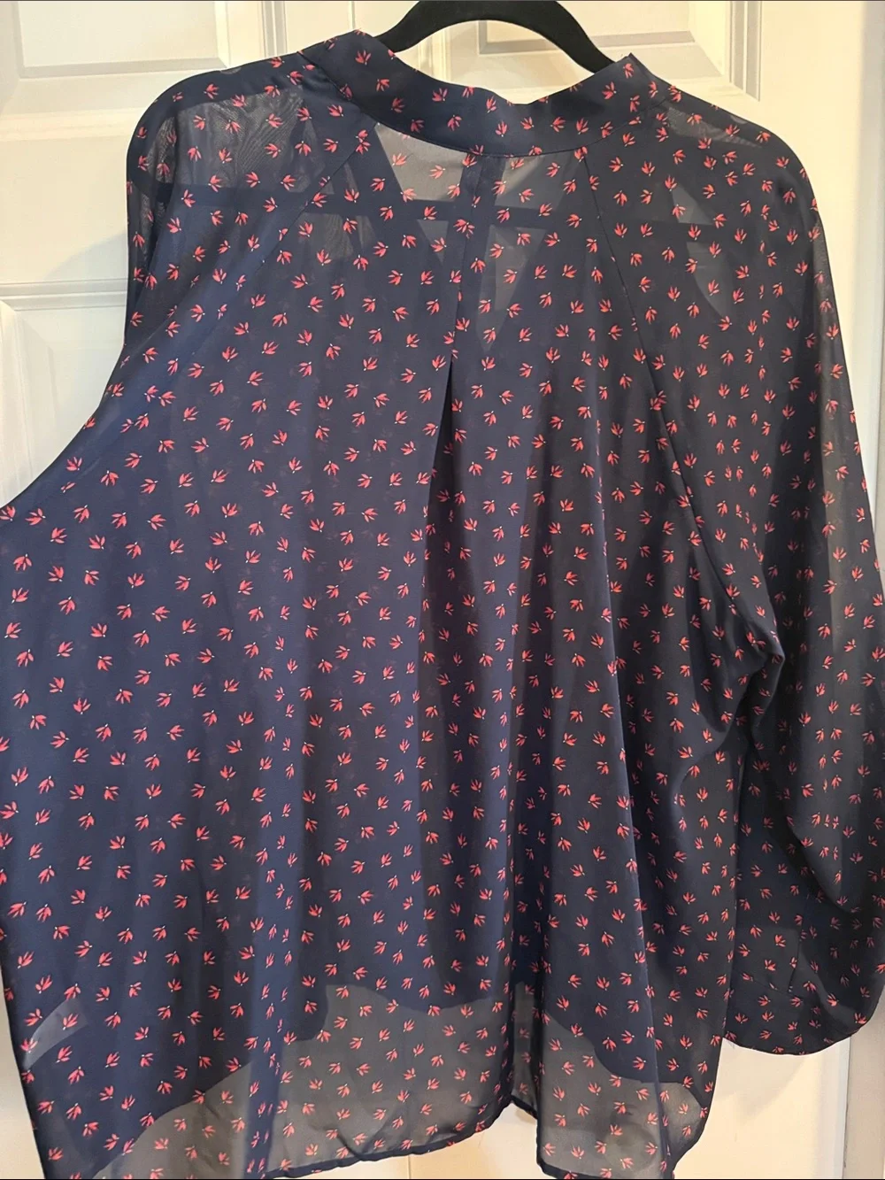 Maurices Navy Blouse with Pink Floral Print